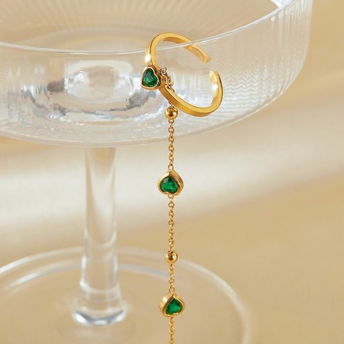 Edelstahl Handkette Handschmuck Armband mit Ring Herz Grün Damen - Bild 4 von 11
