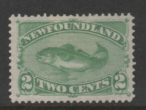 Newfoundland 1880 2c Fish Yellow Green Sc 46 MH Regum VF CV $85