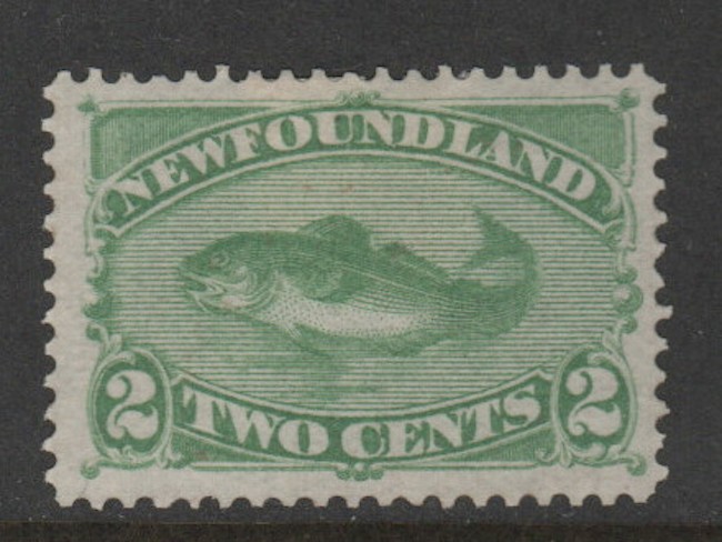 Newfoundland 1880 2c Fish Yellow Green Sc 46 MH Regum VF CV $85