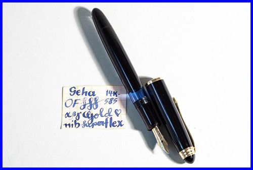 1960s GEHA 790 Kolben Füller in Schwarz & Gold mit Oblique FEINER Gold Feder - Bild 7 von 7