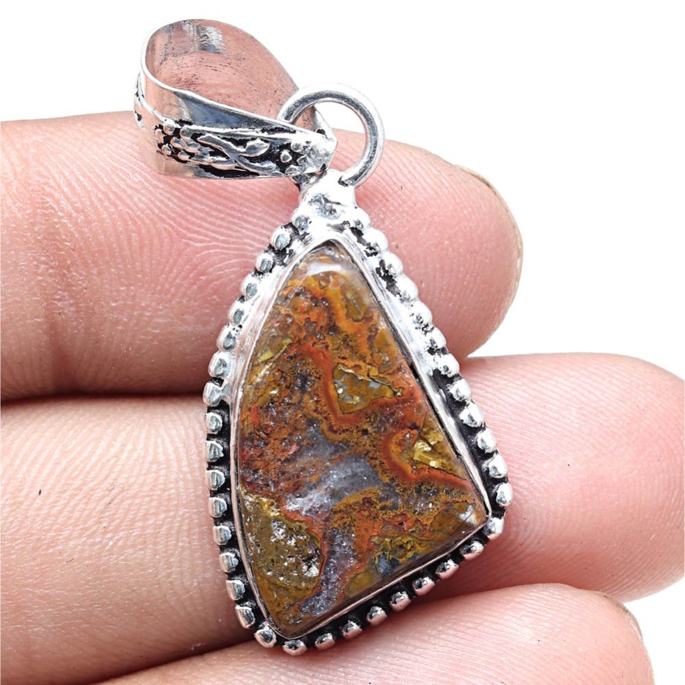 Handmade Antique Agate Gemstone Stick Necklace 1.75 Inch-image