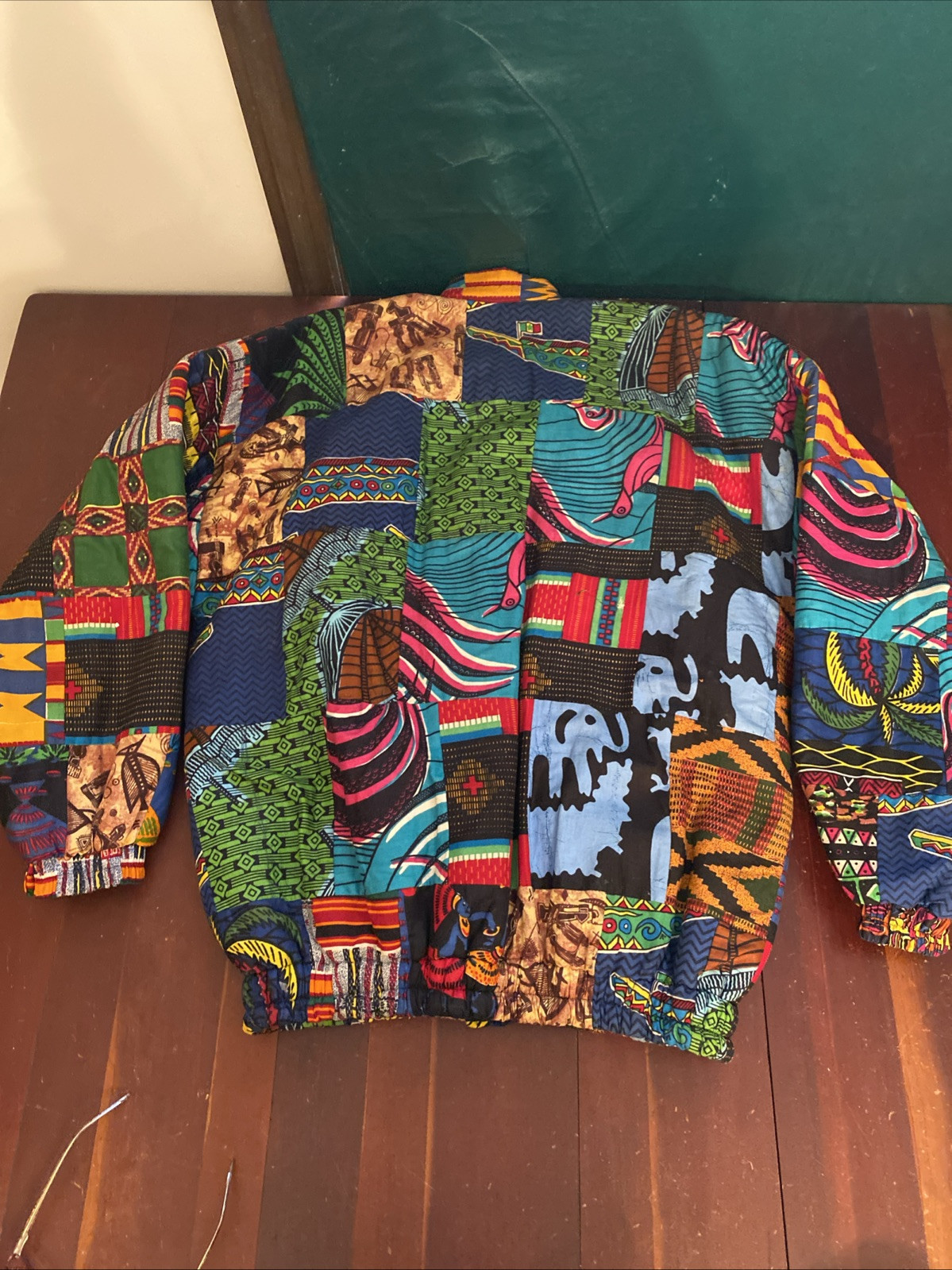 Reversible Patchwork Bomber/Puffer Jacket African… - image 16