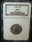 1948-S 25C Silver Washington Quarter - NGC MS66