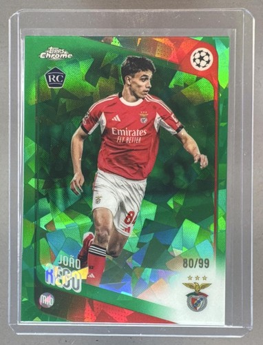 Joao Rego 2025 Topps Chrome UEFA Sapphire #168 Green Refractor Rookie RC /99