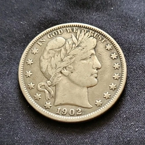 1902 Barber Half Dollar Silver Coin United States 50C Circulated Business Strike