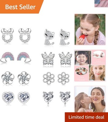 EXGOX 8Paare Hypoallergen Ohrstecker Silber 925 Damen Mädchen Tiny Ohrstecker...