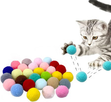 Cat Pompom Balls, 30Pcs Cat'S Ball Toys 1.2 Inches Colorful Kitten Pom Pom Balls
