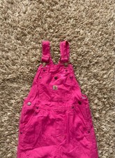 Carhartt Dungarees Bib Overalls Quilt Lined Zip Legs Kids Girls Age 8 Pink 7290