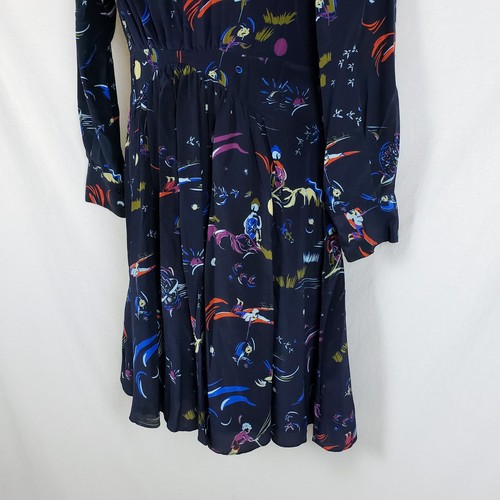 Vestido Tory Burch 100 % seda para mujer L azul marino hasta la rodilla manga larga espacio - Imagen 9 de 11