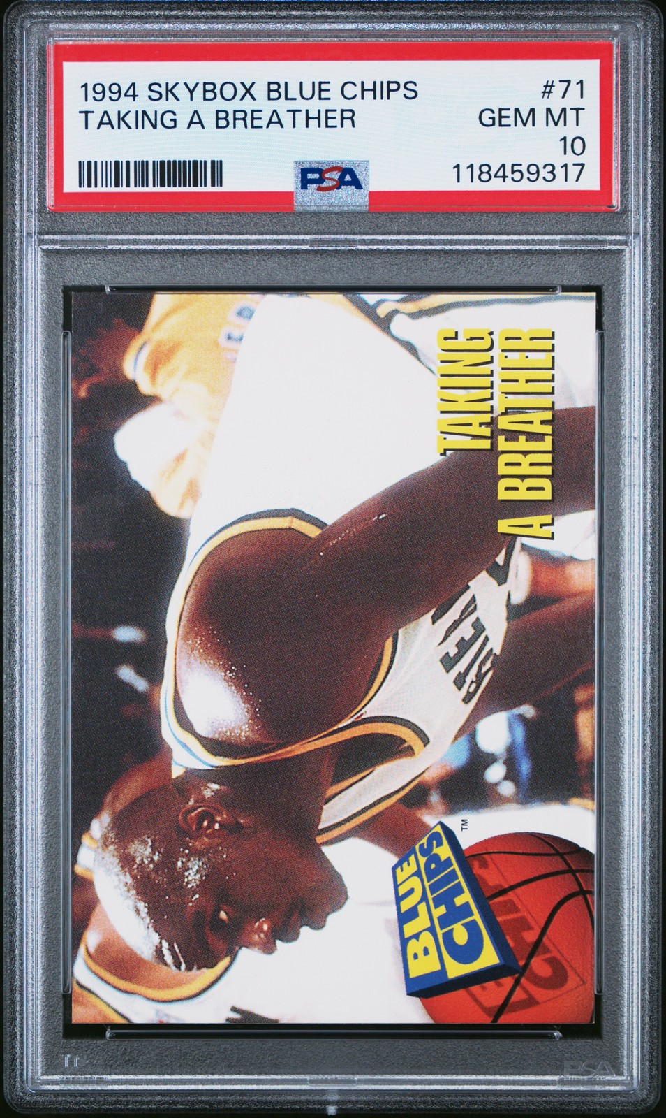 Shaquille O'Neal #72 Basketball Cards 1994 SkyBox Blue Chips trading card — raw and PSA graded price guide