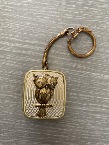 Vintage Owl Sankyo Music box Keychain Japan Works Perfect