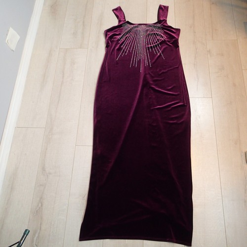 Onyx Nite Wendye Chaitin Jeweled Velvet Evening Gown sz 18 burgundy rhinestones - Picture 9 of 16