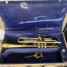 VINTAGE BESSON STRATFORD TRUMPET WITH CASE. Very Old Case Is Very Worn.