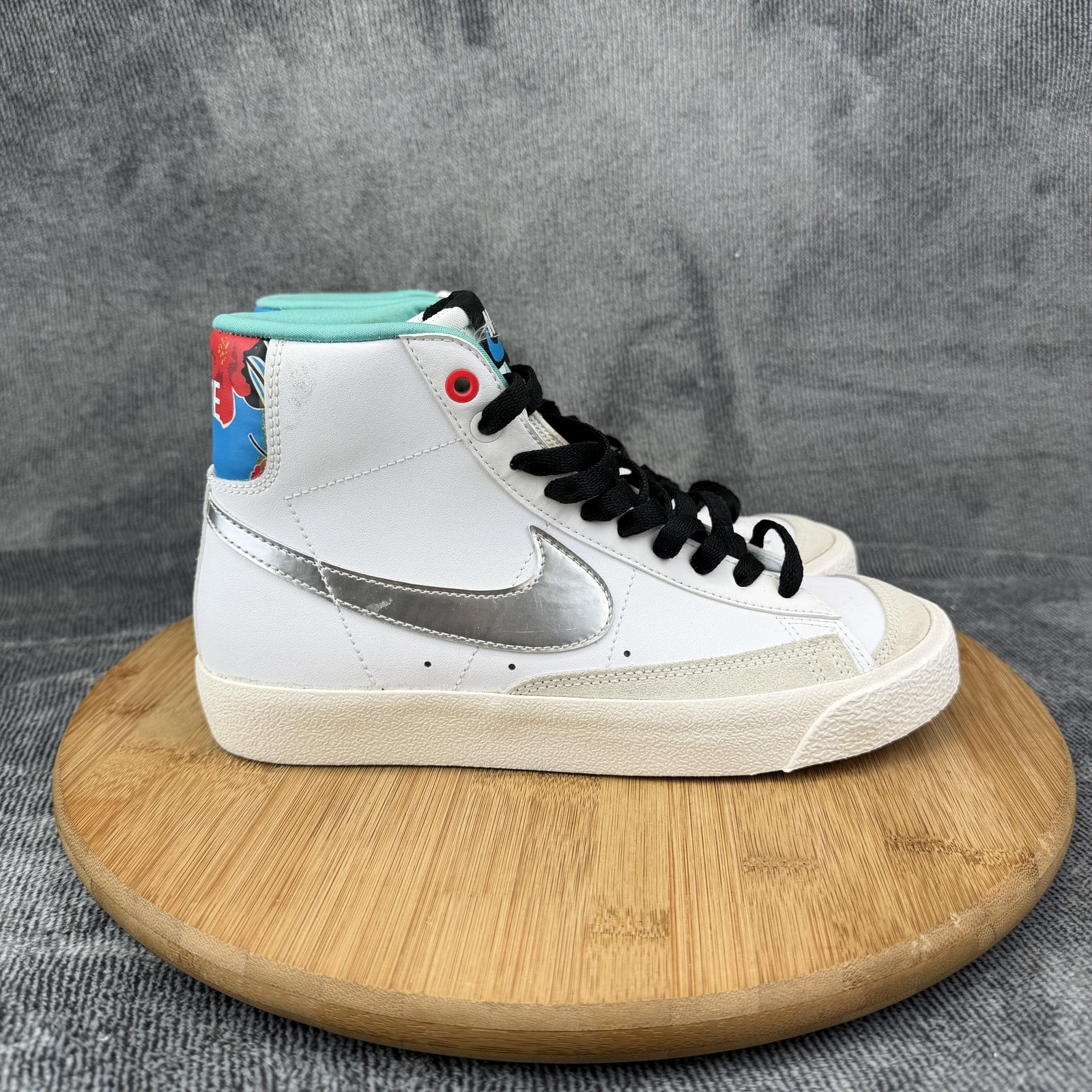 Nike Blazer Mid 77 Shoes Boys Size 5Y White Floral Casual Sn