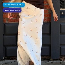 Floral Print Satin Skirt