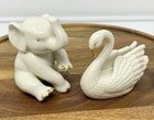 Lot 2 Lenox Animals Elephant Trunk Up & Swan Bird Small Figurine Nature Wildlife