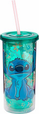 Disney Lilo and Stitch Tropical Pattern Plastic Tall Cold Cup with Lid and Straw