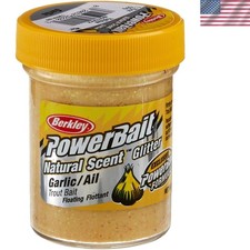 1.75 oz PowerBait Garlic Trout Dough Bait with Glitter for Better Catches