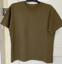 St Michael Cotton T-Shirt Short Sleeve - Olive Khaki - Womens Size 16-18