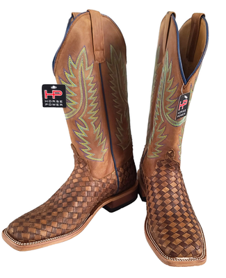 #ad Horse Power Mens Unbeweavable Western Boots Square Toe Sz 8 D Brown HP1758 NWOB $176.00