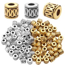 100pcs Antique Spacer Beads Column Tube Metal Spacers Jewelry Beads for Makin...
