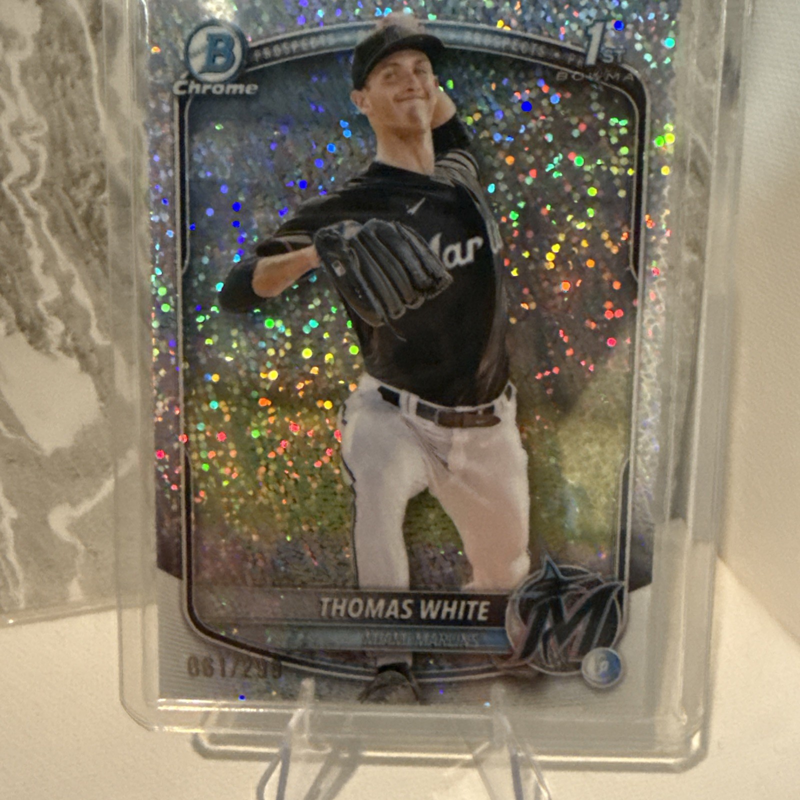 2025 Bowman Chrome #BCP-69 Thomas White 1st Bowman Speckle Refractor /299