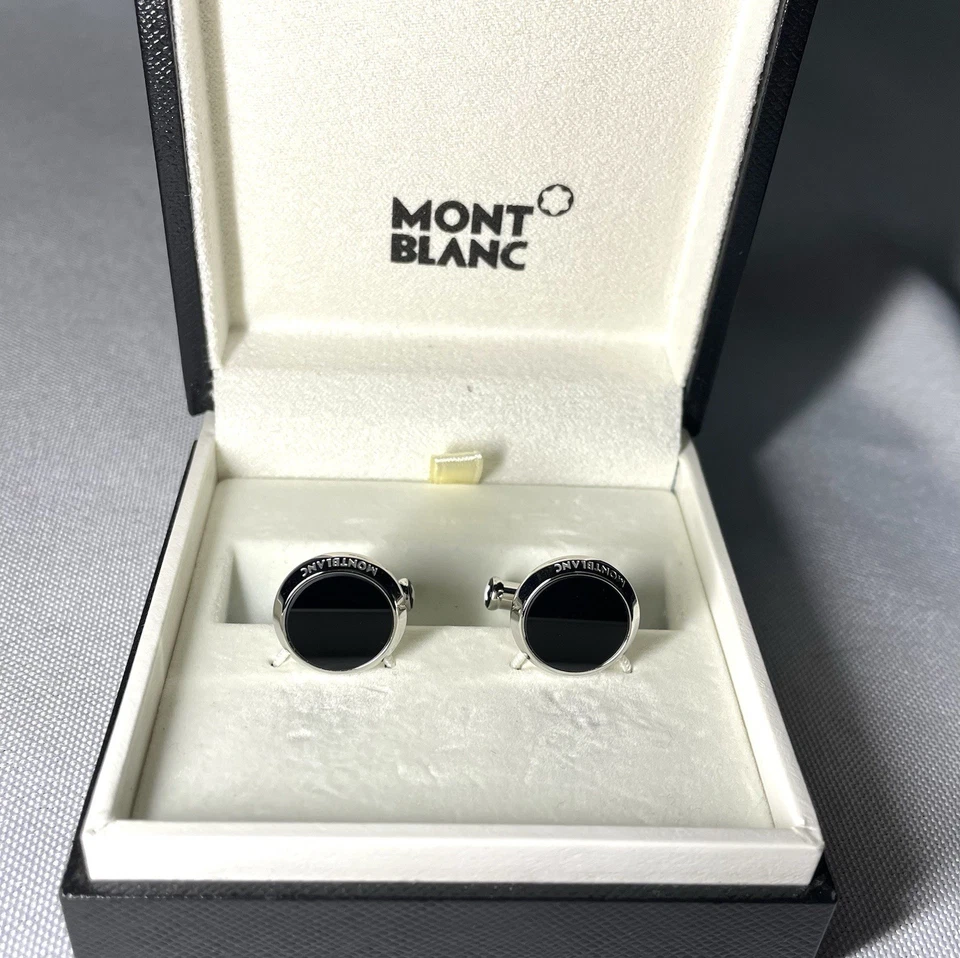 Autentici recenti bellissimi gemelli Montblanc Meisterstuck onice nero regalo - Immagine 4 di 4