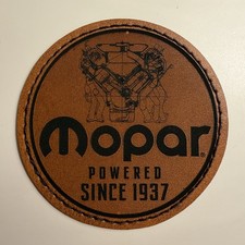 Mopar Powered Since 1937 Antique Ad Iron on Leather  Patch 2.5? Custom