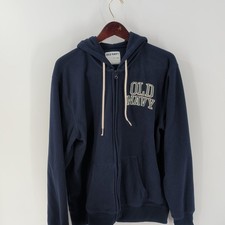 Old Navy Spell Out Fleece Winterwear Full Zip Hoodie Navy Blue Size Large