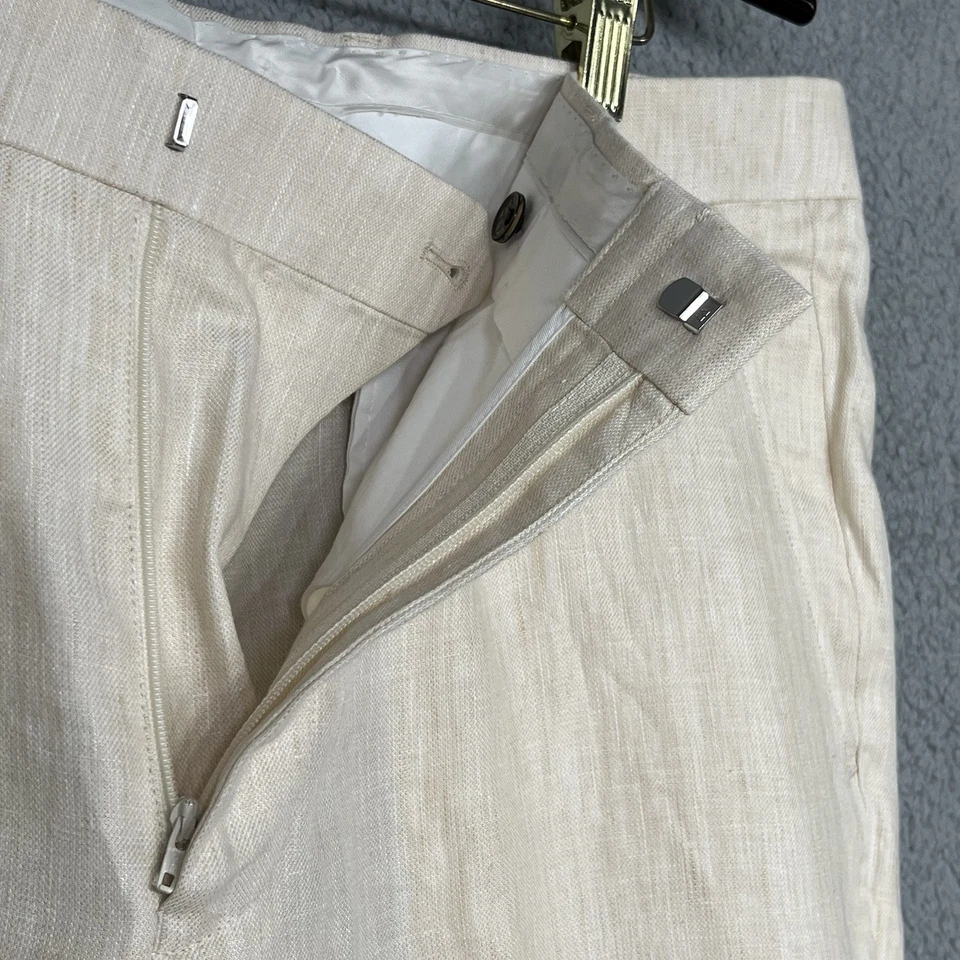Murano x Baird McNutt Alex Fit Linen Pants Off White Men's Size 38X30 Cuffed - Image 2 of 4