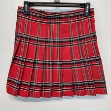 No Boundaries Tartan Plaid Pleated Skirt Size S 3/5 High Waist Indie School Girl