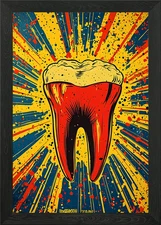 Exploding Pop Art Tooth Framed Wall Art Poster Canvas Print Picture