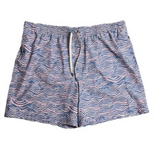 Sonoma Men s XXL Swim Trunks Blue Pink Wavy Striped Stretch Polyester Spandex
