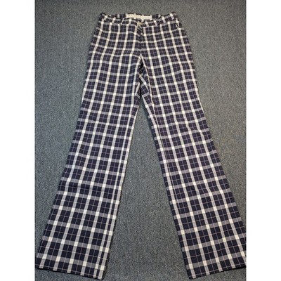 Masters Golf Fashion Plaid Trousers Navy White Pink Straight Leg Austria Size 10