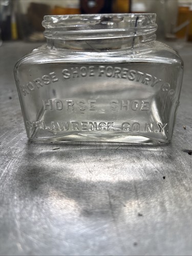 Horse Shoes Forestry Co Maple Syrup Candy Jar Embossed Glass