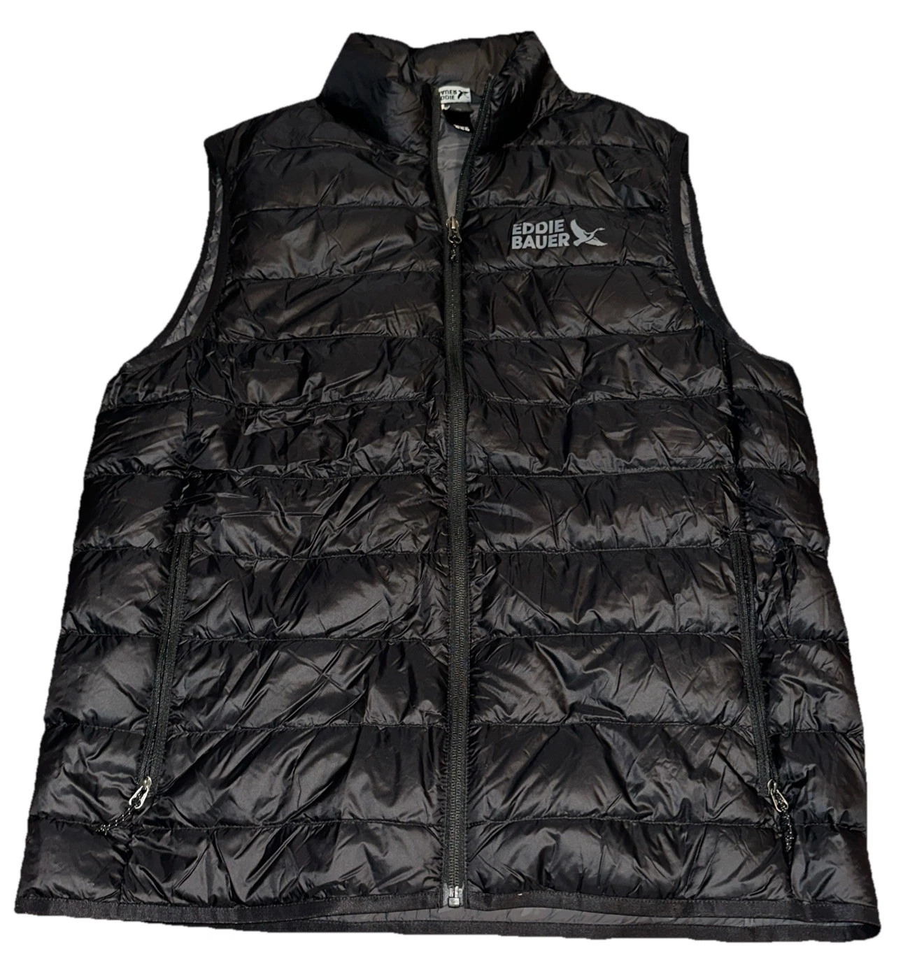 Eddie Bauer Down Vest EB 650 Men's Size Medium Black Insulated Puffer Full Zip