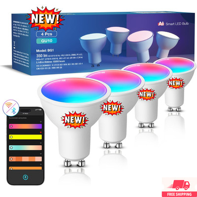 Bombilla inteligente BG1 AI GU10 - Bombillas LED RGBCW regulables que cambian de