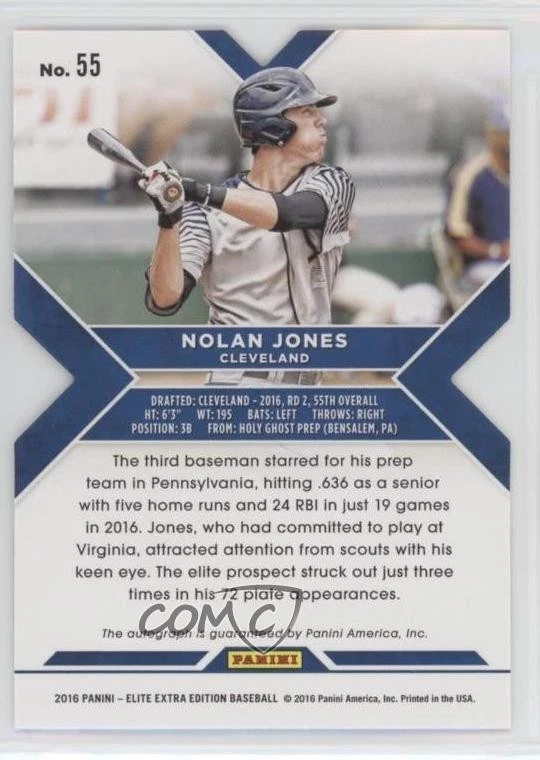 2016 Panini Elite Extra Edition Status Red Die-Cut /75 Nolan Jones #55 Auto - Image 2 of 2