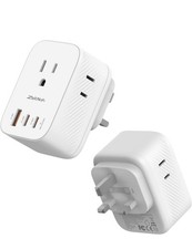 UK Travel Plug Adapter 2 Pack , Type G Plug Adapter with 30W GaN Fast Charger