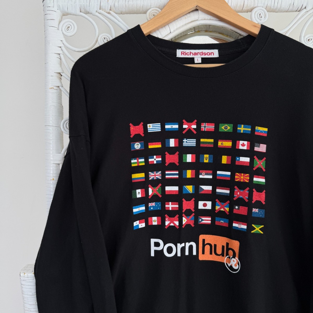 RICHARDSON X Pornhub Shirt Mens Large Black Banned In Pullover 
