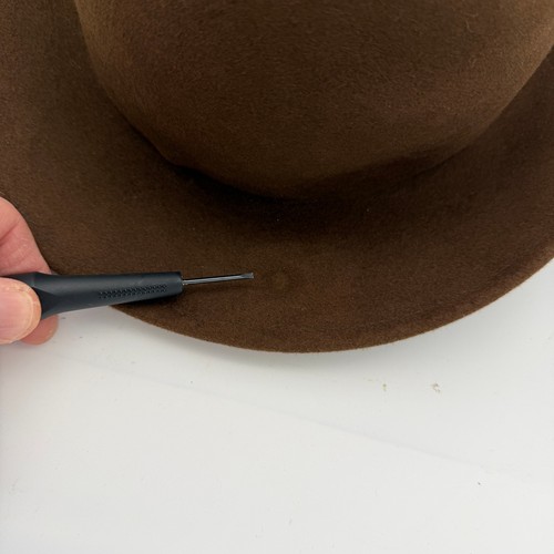 Vintage Mr John Moderne Brown Wool Felt Feather Cloche Hat Mid Century Paris NYC