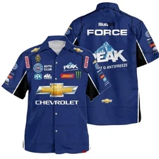 John Force NHRA Racing Uniform Apparel Clothes Hawaiian Shirts