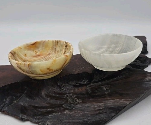 2 kleine Onyx / Stein Schalen / Schale Handarbeit