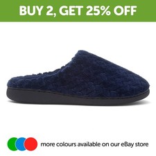 The Slipper Company Mens Slippers Blue Adults Mule Navy Gripped Cushioned SIZE