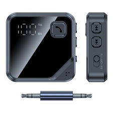 Bluetooth 5.4 Transmitter Receiver 2-IN-1 Wireless Audio 3.5mm Jack Aux Adapter
