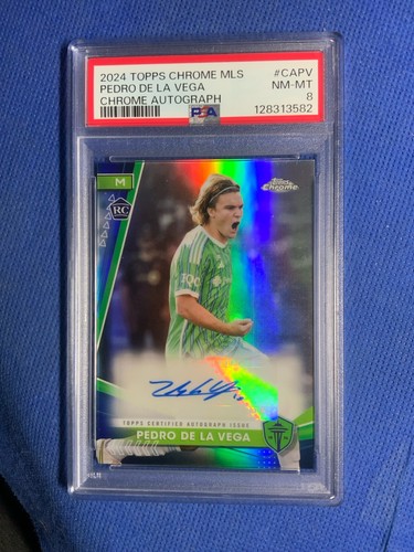 2024 Topps Chrome MLS Auto CA-PV PEDRO DE LA VEGA Autograph Seattle Psa 8