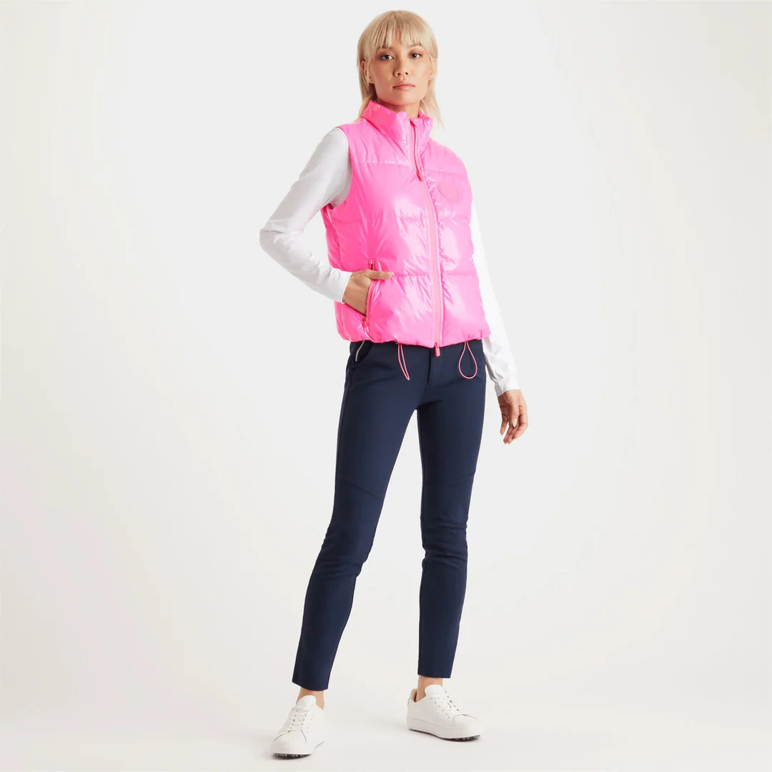 G/Fore Quilted Polished Puffer Vest Size M L $475 Wool Lined Knockout Pink NEW