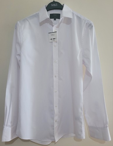 M&S Collection White colour Shirt Size 15"/38cm Slim Fit, Cotton mix ,RRP £39. - Picture 2 of 6