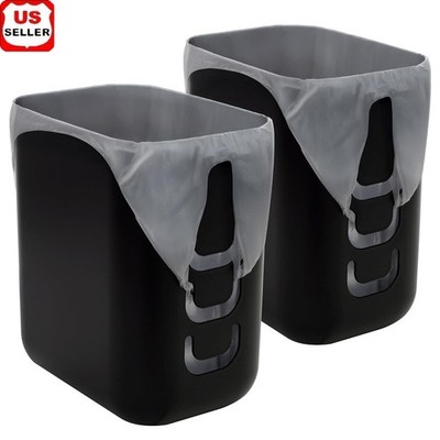 Durable Rectangular Trash Can W/ Smart Bag Tabs Home Office Bathroom Use