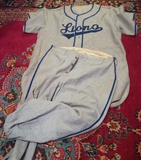 1940s "LIONS" baseball uniform jersey + pants vintage Heavy wool antique vintage
